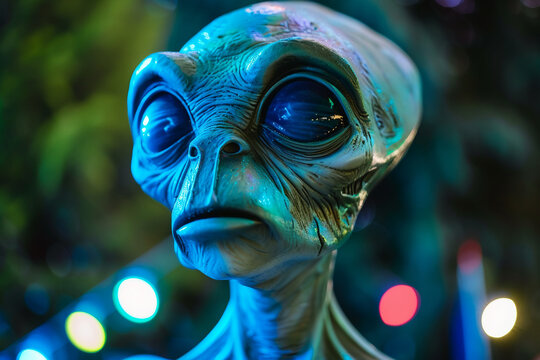 Image of extraterrestrial alien from outer space invading earth generative AI
