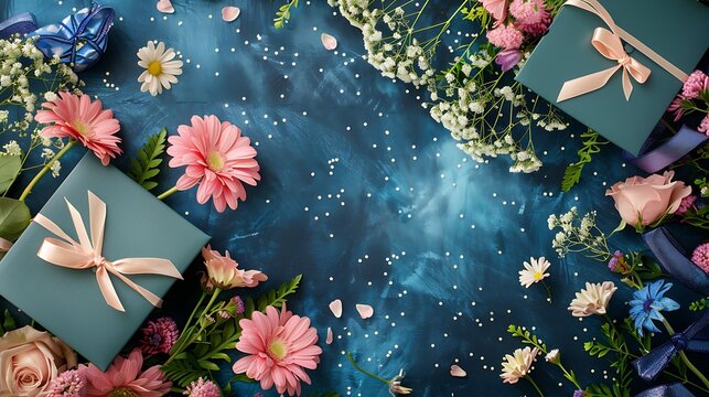 Flat lay festive graduation arrangement