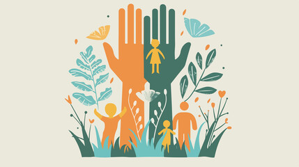 Family Symbol Hands Vector Illustration for Design Projects