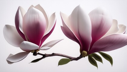 fashionable magnolia blooms with velvety petals remoted on a heritage for design layouts