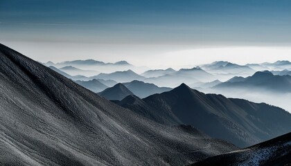 grey mountains with gradient and foggy