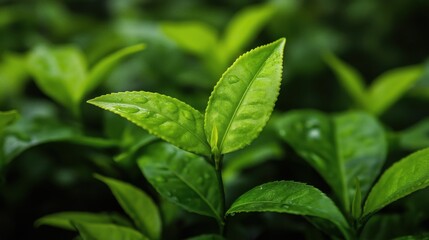 Serene tea plantation at sunrise - nature landscape for posters and cards