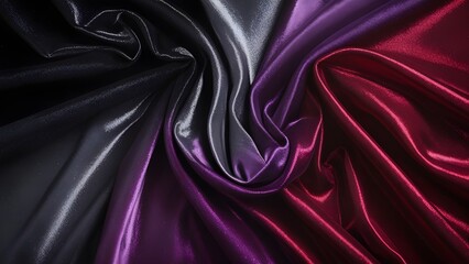 Obraz premium The background is burgundy red, dark gray, and black. Satin silk fabric. Premium rich, elegant, and luxurious. Silky, shimmering, shiny glitter. fold crease that is drapey. Valentine's Day romance, Ch