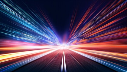 acceleration speed movement on night time avenue mild and stripes transferring rapid over darkish heritage summary colourful illustration