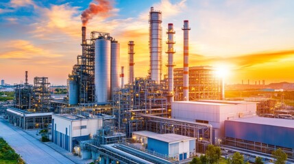 Obraz premium Industrial Incinerator Plant in Bright Daylight