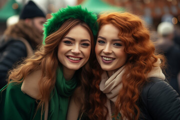 Fototapeta premium Irish people celebrating national holiday Saint Patrick Day, Generative AI conceptual illustration photo