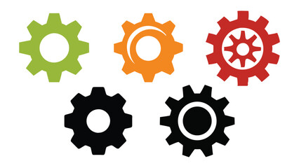 Simple silhouette Gear Icons flat design isolated on white background 