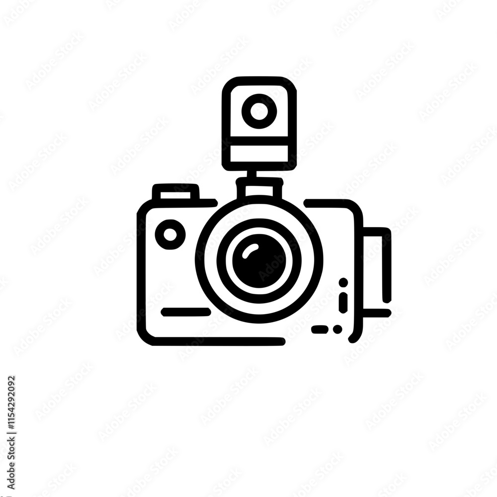 Aufkleber Minimalistic camera icon with flash on light background