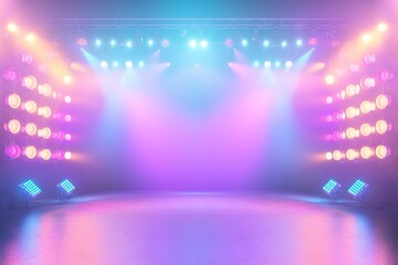 Vibrant stage lights create an electrifying atmosphere, perfect