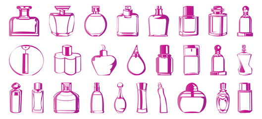 Perfume bottle design icon pack