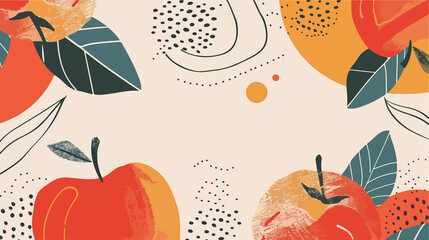 Bright Red Apple with Green Leaf Flat Vector Illustration