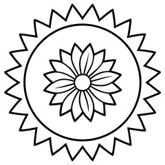 Simple Line Art Flower Mandala Sunburst Design Graphic