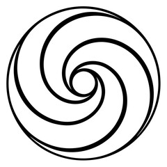 Circular Spiral Design Abstract Art, Geometric Pattern, Black Lines