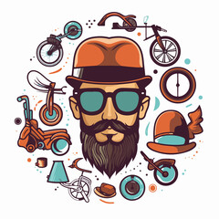 Hipster Style Icon Design Vector Illustration Isolated on White Background