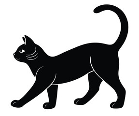 Stretching Cat Silhouette Minimalist Vector