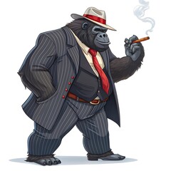 mafia gorilla on white background nft , cryptocurrency , collection