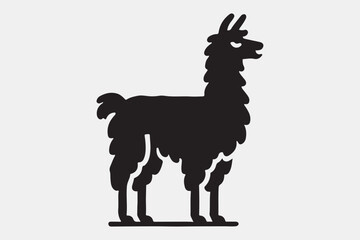 A solid black silhouette of a llama.