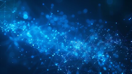 Obraz premium Abstract blue polygonal space low poly dark background with connecting dots and lines