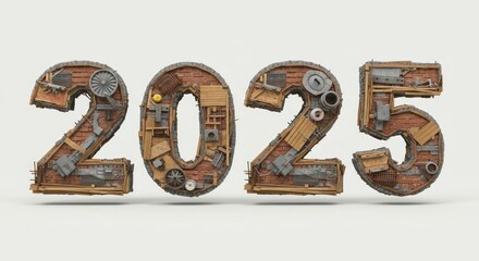 2025 decorated text, 2025 background, 2025 text design, ai generative