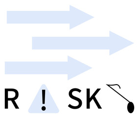 Arrows, warning triangle, exclamation mark, and tipping stick figure. Ideal for business, insurance, finance, health and safety education project management. Line metaphor