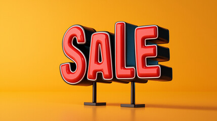 Bold Red SALE Sign! 3D render of a dynamic sale announcement.  Perfect for marketing materials and promotions. Grab this deal!