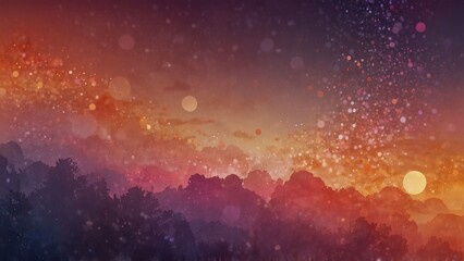 Naklejka premium Sunset with vibrant orange and pink bokeh lights