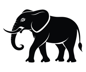 Walking Elephant Silhouette Minimalist Vector Graphic