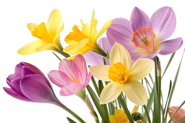 Naklejka premium Spring Flowers on white background