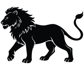 Walking Lion Silhouette Minimalist Vector EPS