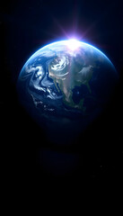 the blue planet earth from space, with white tones