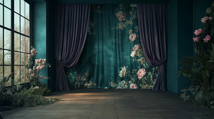 Photoshoot Backdrop Digital Backdrop | Fine Art Curtain  Wall Textures for Studio Photography | Elegant Photoshoot Background and Overlay Design