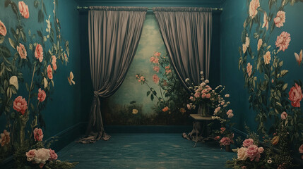 Photoshoot Backdrop Digital Backdrop | Fine Art Curtain  Wall Textures for Studio Photography | Elegant Photoshoot Background and Overlay Design