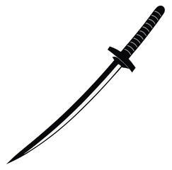 Samurai Wakizashi Silhouette: Blade Image EPS