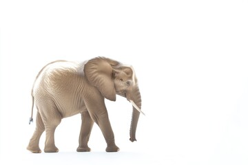 Obraz premium A small elephant stands on a white surface