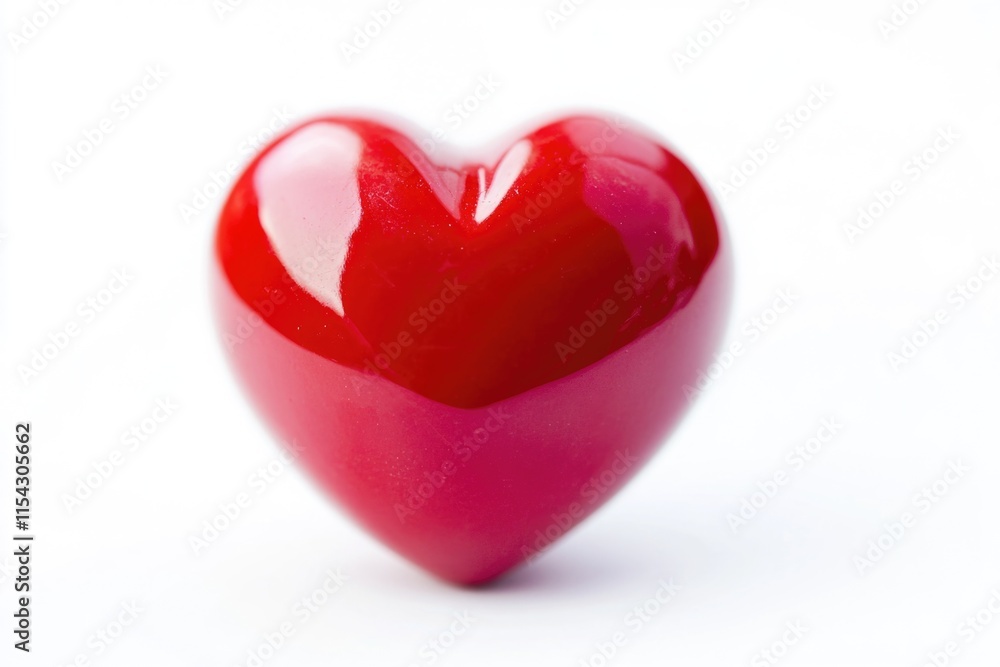 Poster a close-up of a red heart-shaped object placed on a white background