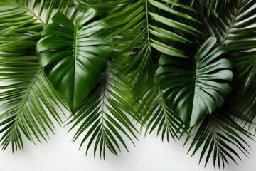 Lush Green Tropical Leaves with a Vibrant Background Perfect for Nature Themes, Wellness Products, and Environmental Concepts
