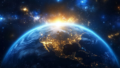 Obraz premium Looking down on Earth from Space