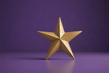 Obraz premium a close up of a gold star on a purple surface