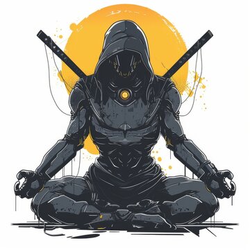 illustration art robot ninja for t-shirt