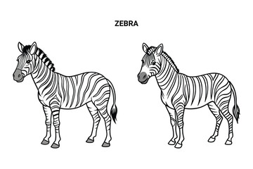 Editable Zebra Isolated Outline Vector Illustration