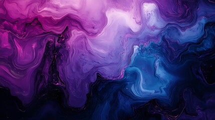 Fototapeta premium Fluidly Swirling Abstract Digital Painting: Vibrant Purple and Blue Hues. AI Generated