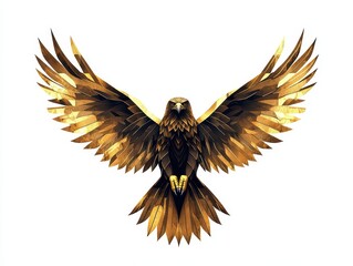 Fototapeta premium A stylized golden eagle with outstretched wings, showcasing artistic design.