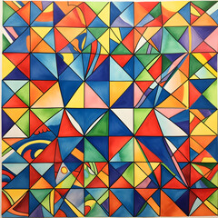 Vibrant Mosaic of Geometric Dz Patterns: A Showcase of Modern Design and Symmetry
