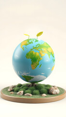 Earth day is observed every year on April 22, to demonstrate support for environmental protection. 3D Rendering, vintage, with white tones