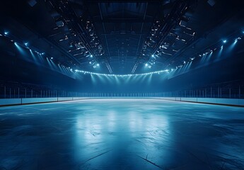 empty ice hockey arena with light