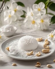 Tropical Coconut Dessert with Nuts and Flakes