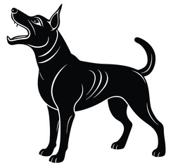 Minimalist Black Silhouette Barking Dog Vector