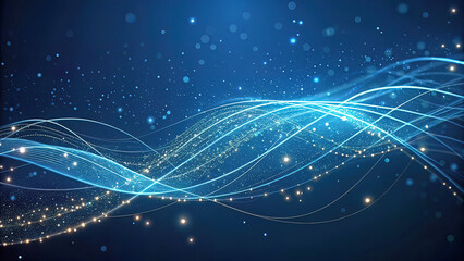 Abstract scene with blue lines on dark background with lighting effect, Vector illustration, Creative modern background