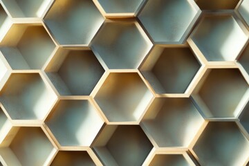 A detailed view of a wall composed of interconnected hexagons, useful for abstract backgrounds or futuristic designs