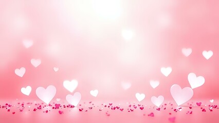 A soft pink and white gradient background with abstract heart shapes and glowing light effects, perfect for Valentine's Day cards, romantic invitations, and social media posts.
